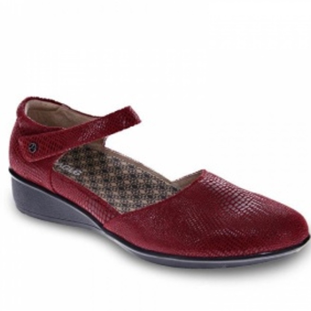 Revere Osaka Cherry Lizard Women's Red Mary Jane US 9W EUR 40W Wide Orthopedic